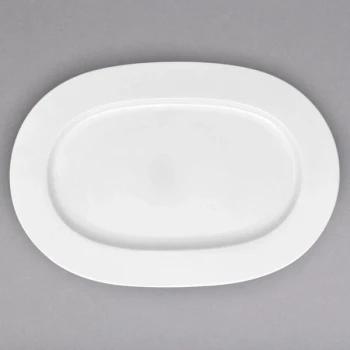 Villeroy & Boch 16-3272-2940 Stella Hotel 16 1/4" x 11 1/4" White Bone Porcelain Oval Platter - 2/Case