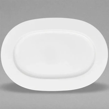 Villeroy & Boch 16-3272-3570 Stella Hotel 8" x 5 1/2" White Bone Porcelain Small Oval Plate - 6/Case