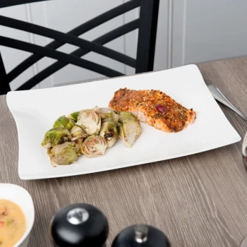 Villeroy & Boch 16-3364-2629 Cera 12 5/8" x 8 1/4" White Porcelain Rectangular Plate - 6/Case