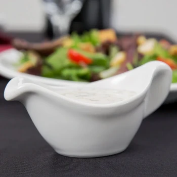 Tuxton BWZ-0259 2.5 oz. White China Gravy Boat - 12/Case