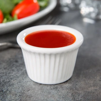 Tuxton BWX-0152 1.5 oz. White Fluted China Ramekin - 48/Case
