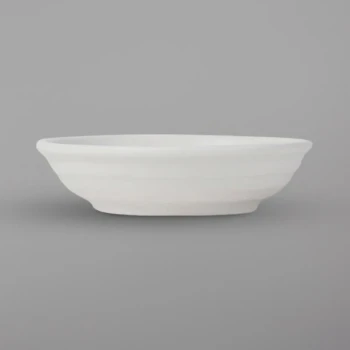 Tuxton VWD-041 TuxTrendz Zion Matte White 3.5 oz. Embossed China Fruit Dish   - 24/Case