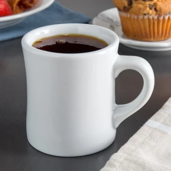 Tuxton BPM-090B 9 oz. Porcelain White China Diner Mug - 24/Case