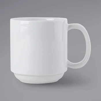 Tuxton BPM-110J 11 oz. Porcelain White Stackable China Mug - 24/Case