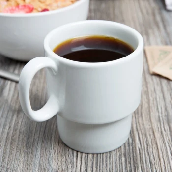 Tuxton BPM-1003 10 oz. Porcelain White Stackable China Mug - 24/Case