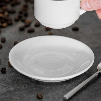 Tuxton ASU-082 San Marino AlumaTux Pearl White (European White) 4 5/8" China AD Saucer - 36/Case