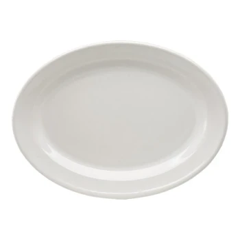 Santa Anita Glacial 10 5/8" x 8" White Stoneware Oval Platter by Arc Cardinal - 18/Case