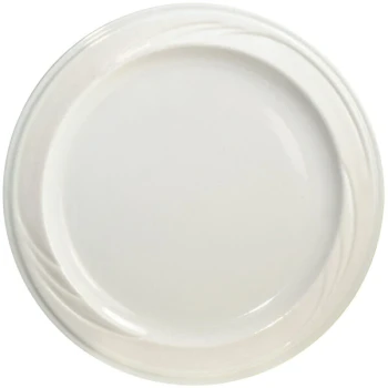 International Tableware York 6 1/4" Ivory (American White) Embossed Wide Rim Stoneware Plate - 36/Case