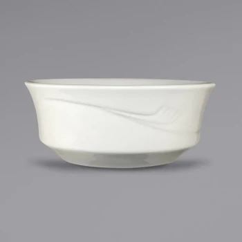 International Tableware Newport 13 oz. Ivory (American White) Embossed Stoneware Nappie / Oatmeal Bowl - 36/Case