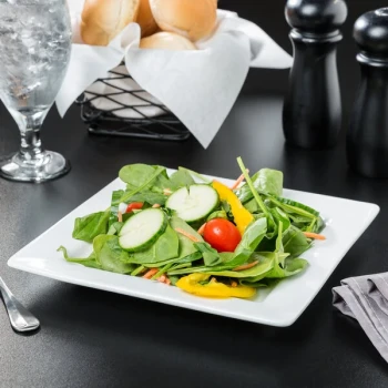 Libbey Slate 9" Ultra Bright White Wide Rim Square Porcelain Plate - 12/Case
