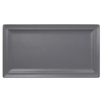RAK Porcelain Neo Fusion 14 15/16" x 8 1/4" Stone Gray Porcelain Rectangular Flat Plate - 6/Case