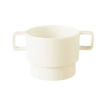 RAK Porcelain Nordic 10.15 oz. Warm White Porcelain Stackable Breakfast Cup with Handles - 6/Case