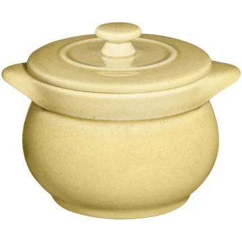 RAK Porcelain Genesis Glossy 15.20 oz. Creme Brule Round Porcelain Soup Tureen with Lid - 2/Case