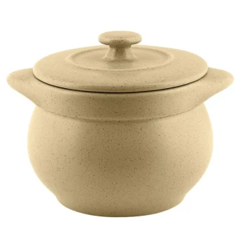 RAK Porcelain Genesis Mat 15.20 oz. Silky Almond Round Porcelain Soup Tureen with Lid - 2/Case