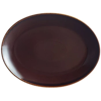 RAK Porcelain Genesis Glossy 14 1/8" x 10 5/8" Brilliant Clove Oval Porcelain Platter - 6/Case