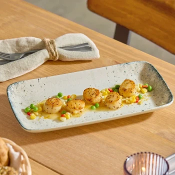 Acopa Architect 11 1/8" x 5 11/16" Rectangular Gray Porcelain Platter - 12/Case