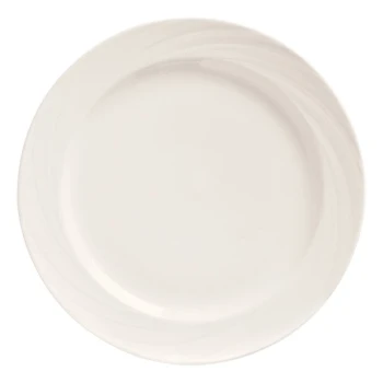 Libbey BO-1103 Basics Orbis 10 5/8" Bright White Medium Rim Porcelain Plate - 12/Case