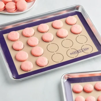 Baker's Lane 11 3/4" x 16 1/2" Half Size Heavy-Duty Allergen-Free Purple Silicone Non-Stick (20) 2" Macaron Baking Mat