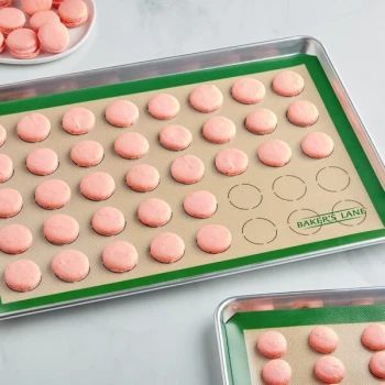 Baker's Lane 16 1/2" x 24 1/2" Full Size Heavy-Duty Green Silicone Non-Stick (40) 2" Macaron Baking Mat