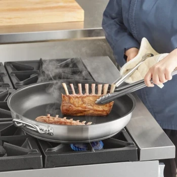 Vigor SS1 Series 16" Stainless Steel Non-Stick Fry Pan with Aluminum-Clad Bottom, Excalibur Coating, and Helper Handle