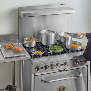 Choice 10-Piece Aluminum Cookware Set with 2 Sauce Pans, 3.75 Qt. Sauté Pan with Cover, 8 Qt. Stock Pot with Cover, 2 Fry Pans, and 13" x 18" Bun Pan with Cooling Rack