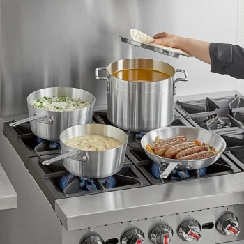 Choice 5-Piece Aluminum Cookware Set with 2.75 Qt. Sauce Pan, 3.75 Qt. Sauce Pan, 8 Qt. Stock Pot with Cover, and 10" Fry Pan