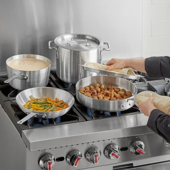 Choice 6-Piece Aluminum Cookware Set with 3.75 Qt. Sauce Pan, 5 Qt. Saute Pan with Cover, 8 Qt. Stock Pot with Cover, and 10" Fry Pan