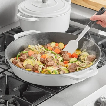 Valor 17" Arctic White Enameled Cast Iron Skillet with Dual Handles