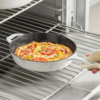 Valor 10" Arctic White Enameled Cast Iron Skillet with Helper Handle