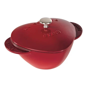 Staub 1.75 Qt. Cherry Enameled Cast Iron Heart Dutch Oven 1004187
