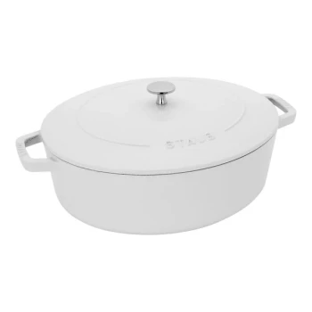 Staub 6.25 Qt. White Enameled Cast Iron Oval Dutch Oven 1027850