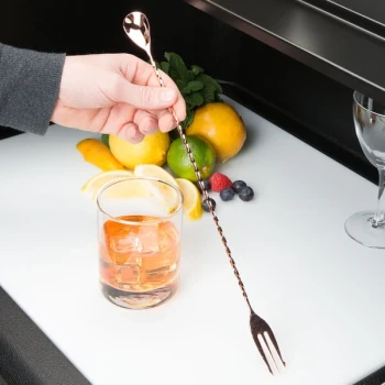 Barfly® M37016CP 15 3/4" Copper Plated Bar Spoon with Fork End