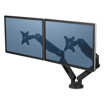 Fellowes 8042501 Platinum Series 33 1/2" x 6" x 24 1/2" Black Dual Monitor Arm