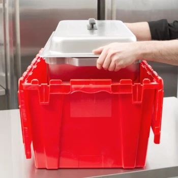 Vollrath 52645 Tote 'N Store 23 5/8" x 13 7/8" x 11 5/8" Red Chafer Box
