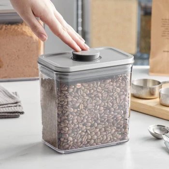 OXO 1.7 Qt. / 1.6 Liter Clear Rectangular SAN Plastic Food Storage Container with Stainless Steel POP Lid