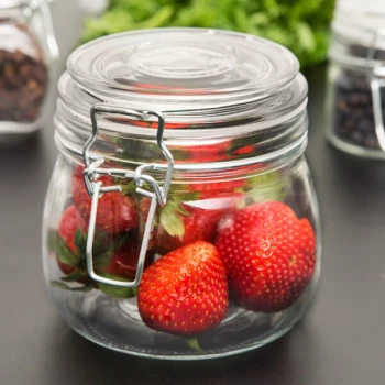 American Metalcraft HMJ4 16 oz. Glass Hinged Apothecary Jar