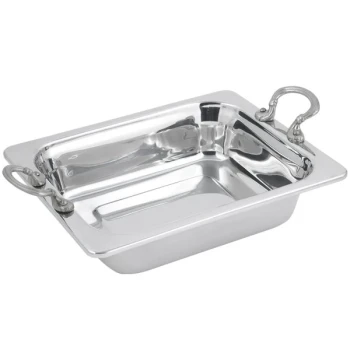 Bon Chef 5209HRSS 11" x 13" x 3" Stainless Steel 3 Qt. Half Size Rectangular Plain Design Food Pan with Round Stainless Steel Handles