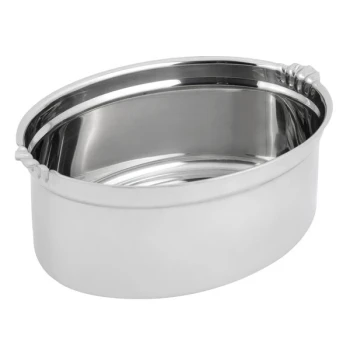Bon Chef 2284 13 1/2" x 9 3/8" x 5" Stainless Steel 7 Qt. Shell Design Oval Food Pan with Handles