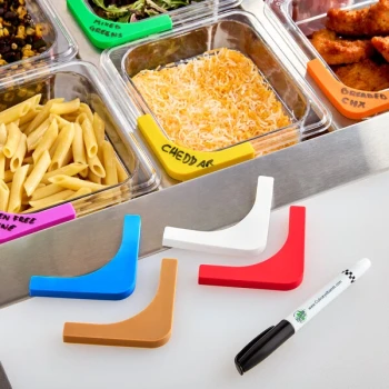 Choice 8-Piece 3" Assorted Colors Blank Write-On Food Pan Corner Label Set