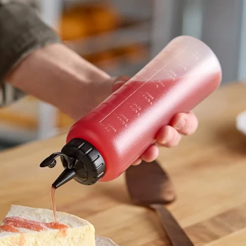 OXO 11219400 Good Grips 16 oz. Clear Standard Chef's Squeeze Bottle with Black Cap