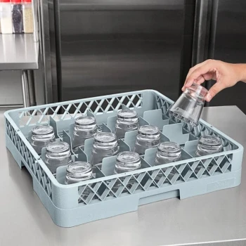 Noble Warewashing 16-Compartment Gray Full-Size Glass Rack