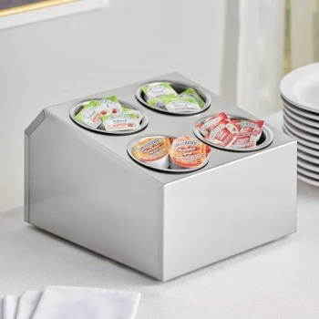Choice Four Hole Stainless Steel Flatware Organizer with Stainless Steel Solid Cylinders