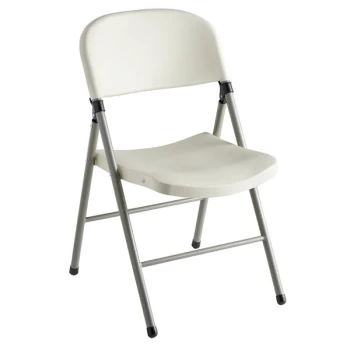 Lancaster Table & Seating Almond Contoured Injection Molded Folding Chair with Charcoal Frame and Sage Gray Legs