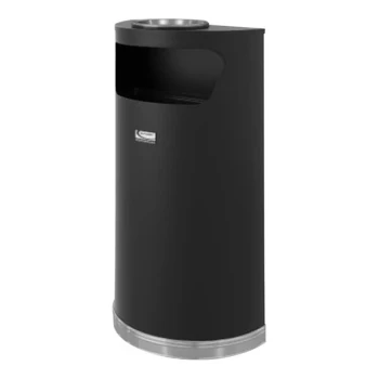 Suncast MTCRES901BKS 9 Gallon Indoor / Outdoor Half Round Steel Decorative Trash Can with Ashtray