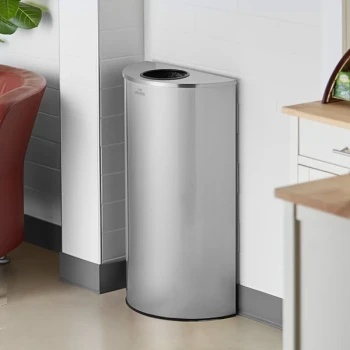 Lancaster Table & Seating 12 Gallon Stainless Steel Half Round Decorative Trash Can