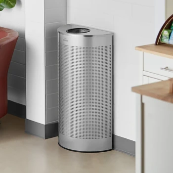 Lancaster Table & Seating 12 Gallon Stainless Steel Perforated Half Round Decorative Trash Can
