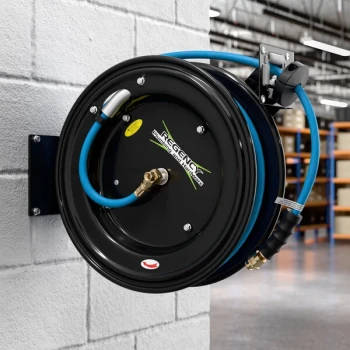 Regency Open Powder-Coated Steel Air / Water Hose Reel with 100' x 1/2" Hose