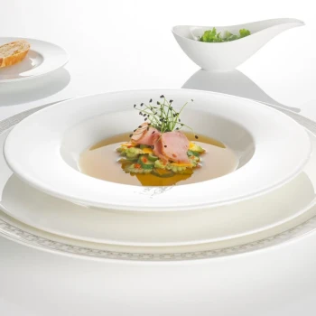 Villeroy & Boch 16-3272-2700 Stella Hotel 9 1/2" White Bone Porcelain Deep Plate - 6/Case