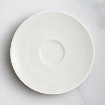 RAK Porcelain Choice 5 7/8" Ivory Embossed Wide Rim Porcelain Flat Plate - 24/Case