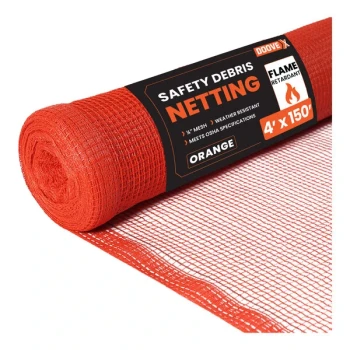 Doovex 4' x 150' Orange 1/4" Fire-Retardant Mesh Safety Debris Netting Roll DSO-4150